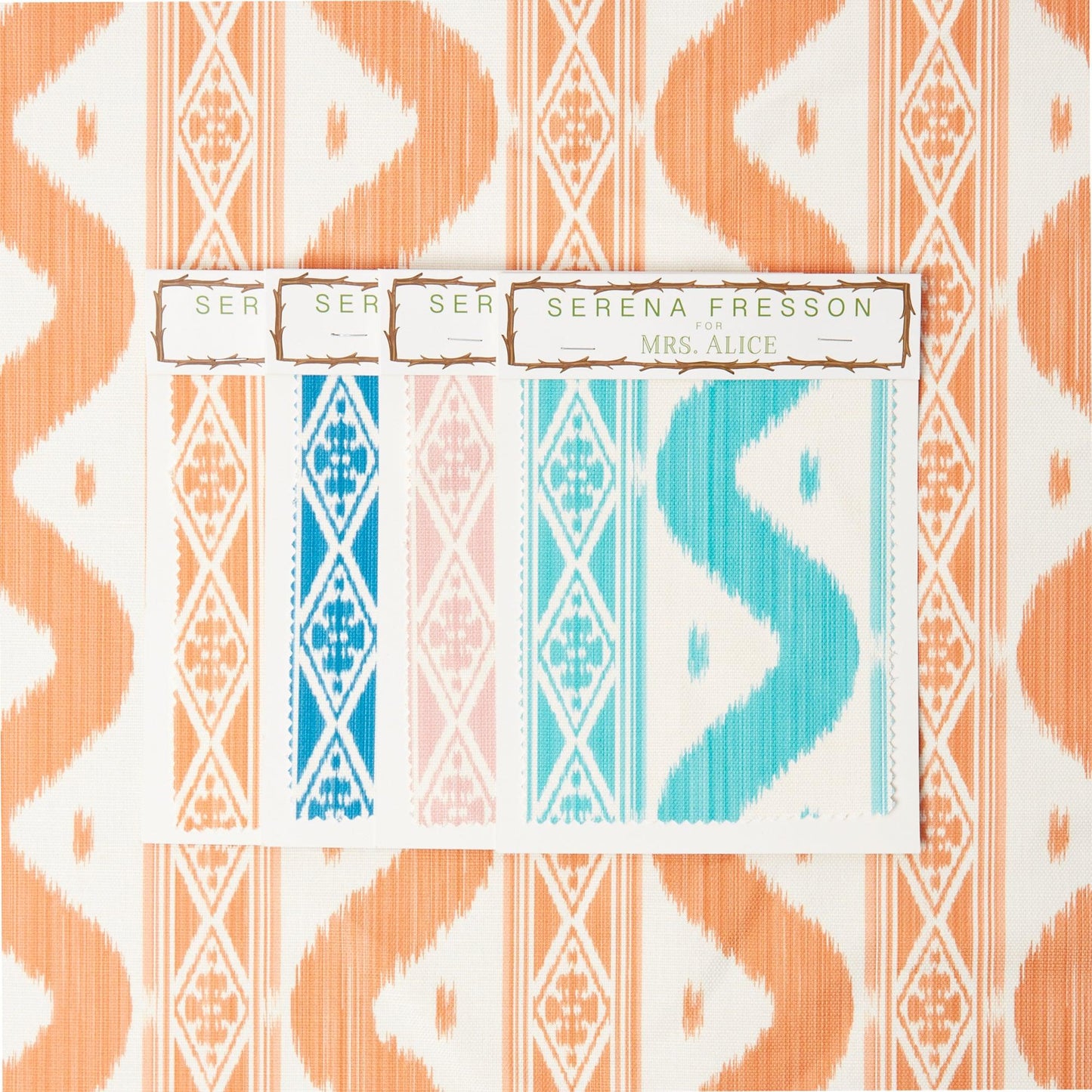 Soft Coral Ikat Stripe Fabric