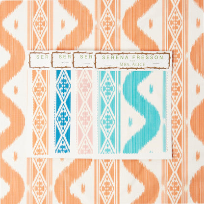Soft Coral Ikat Stripe Fabric