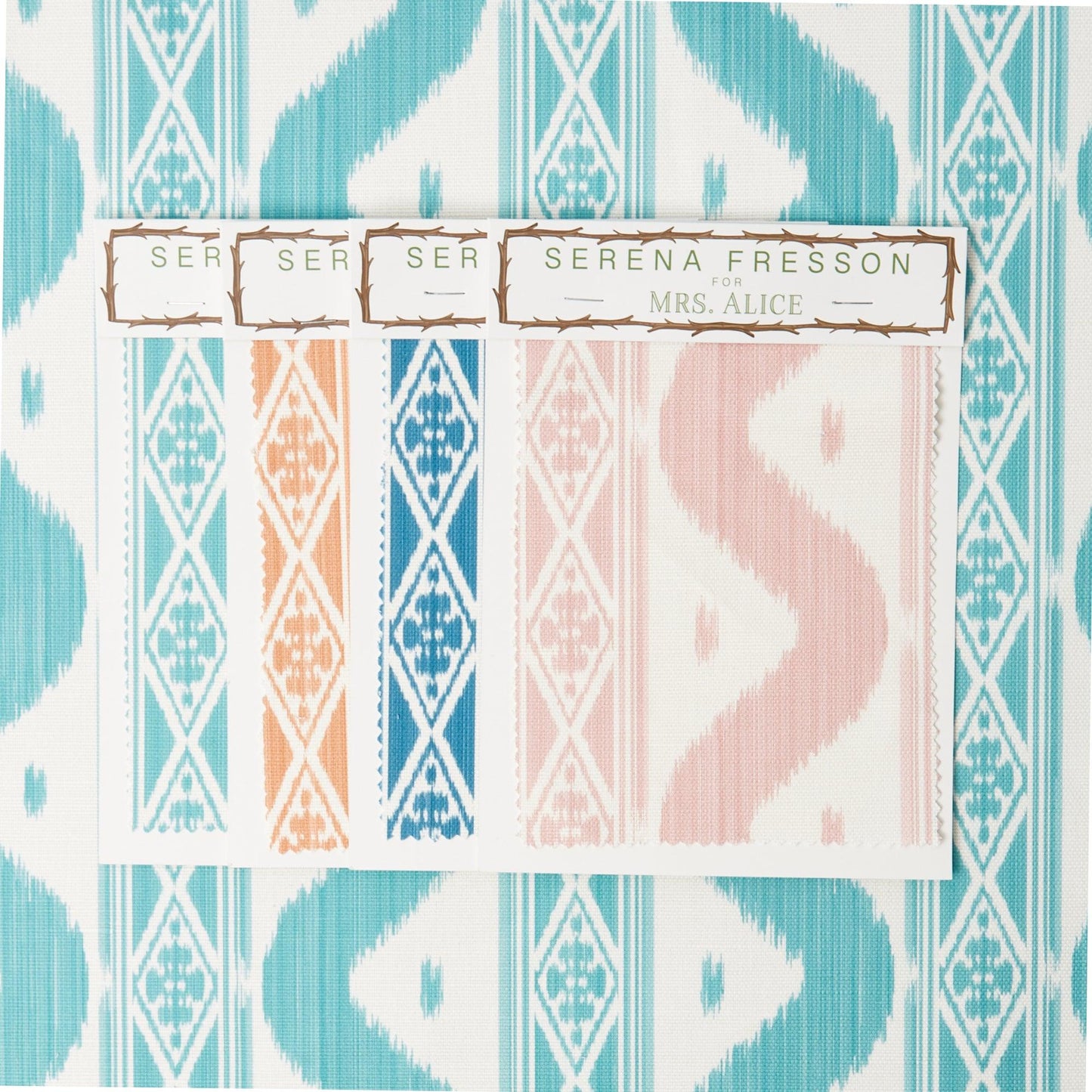 Turquoise Ikat Stripe Fabric