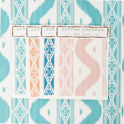 Turquoise Ikat Stripe Fabric