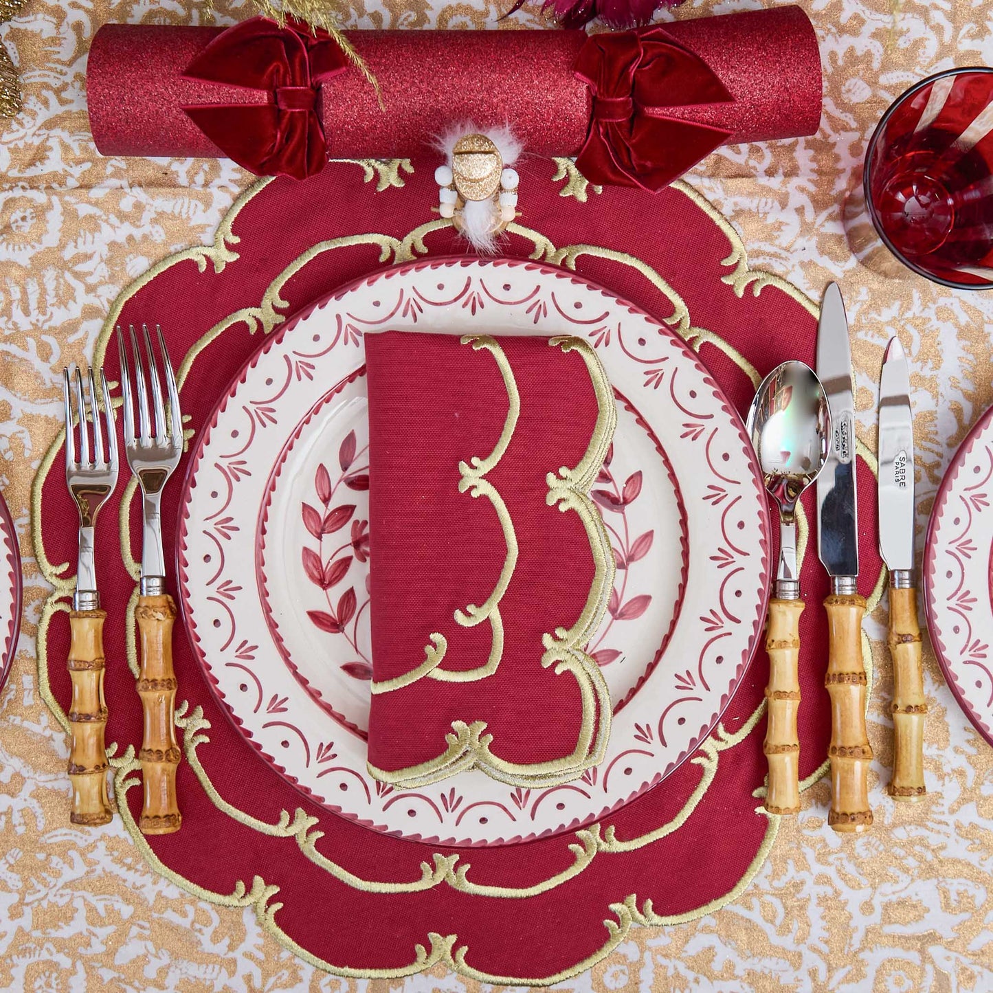 Burgundy & Gold Amanda Napkins (Set of 4)