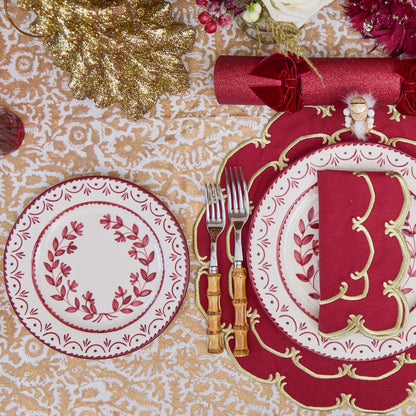 Burgundy & Gold Amanda Napkins (Set of 4)