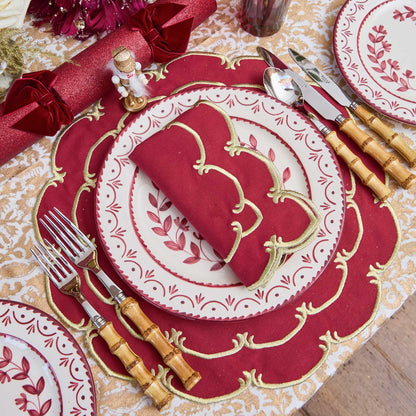 Burgundy & Gold Amanda Placemats & Napkins (Set of 4)