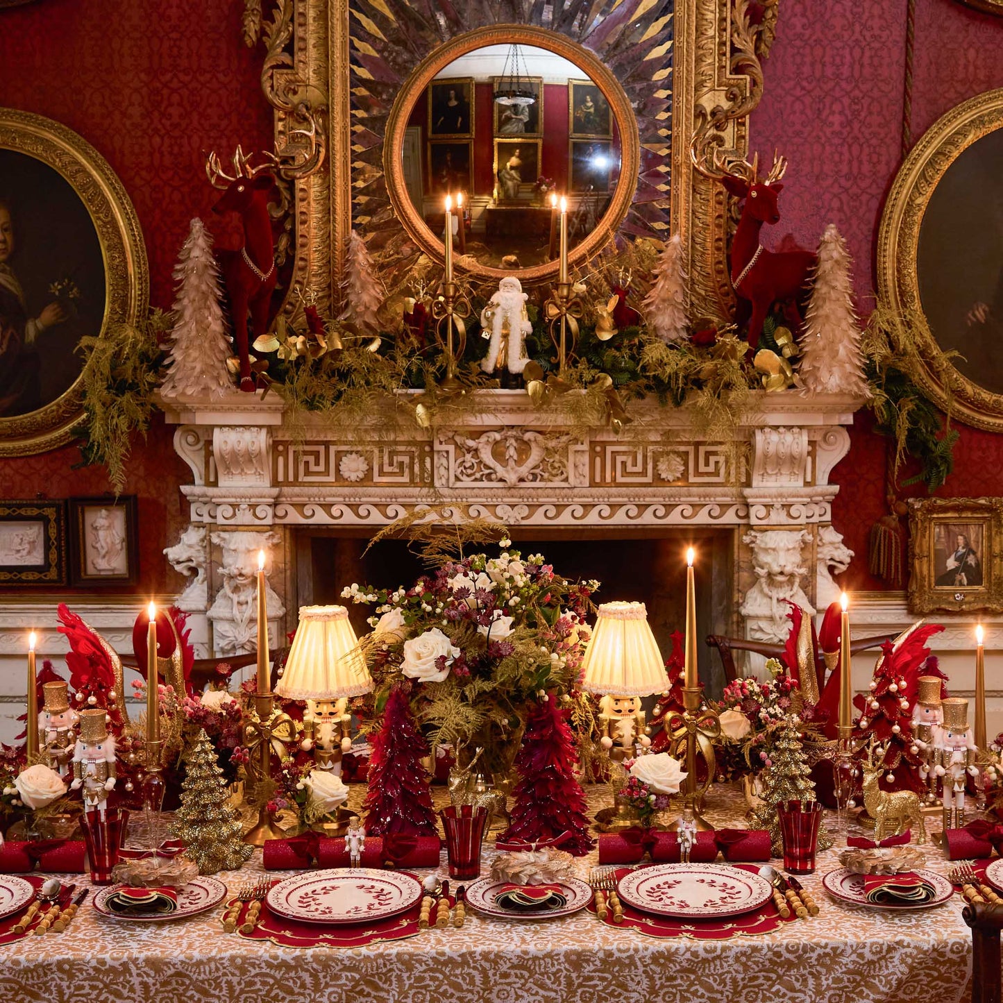 Burgundy & Gold Amanda Placemats & Napkins (Set of 4)