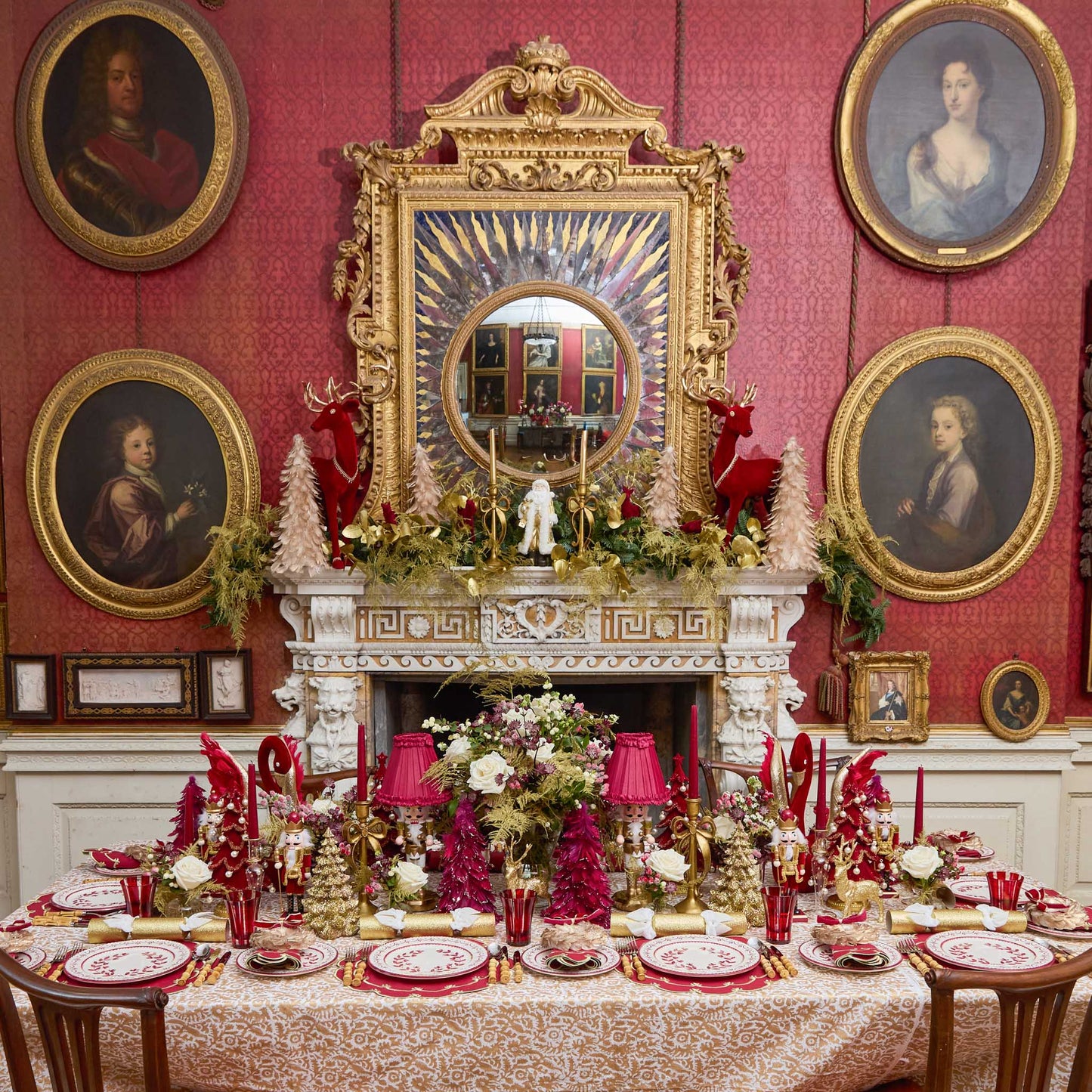Burgundy & Gold Amanda Placemats & Napkins (Set of 4)