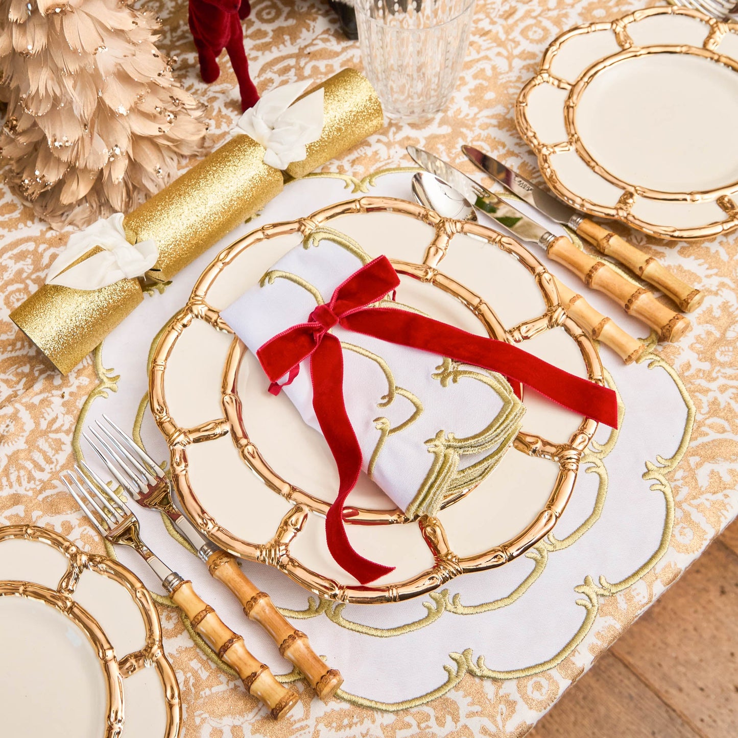 Gold Petal Bamboo Dinner Plates (Set of 4)