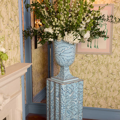 Blue Marble Urn & Pedestal