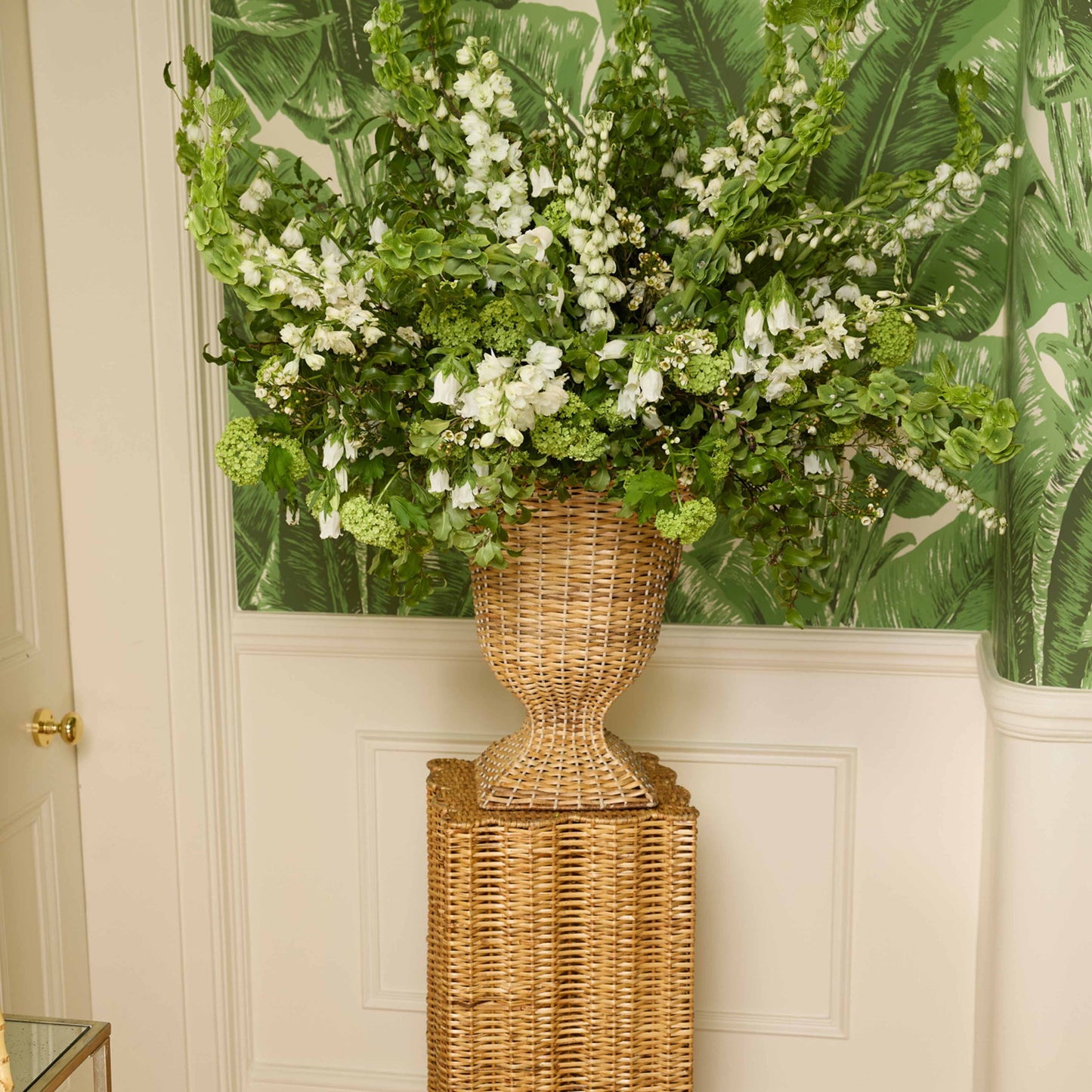 Liliana Scalloped Rattan Urn