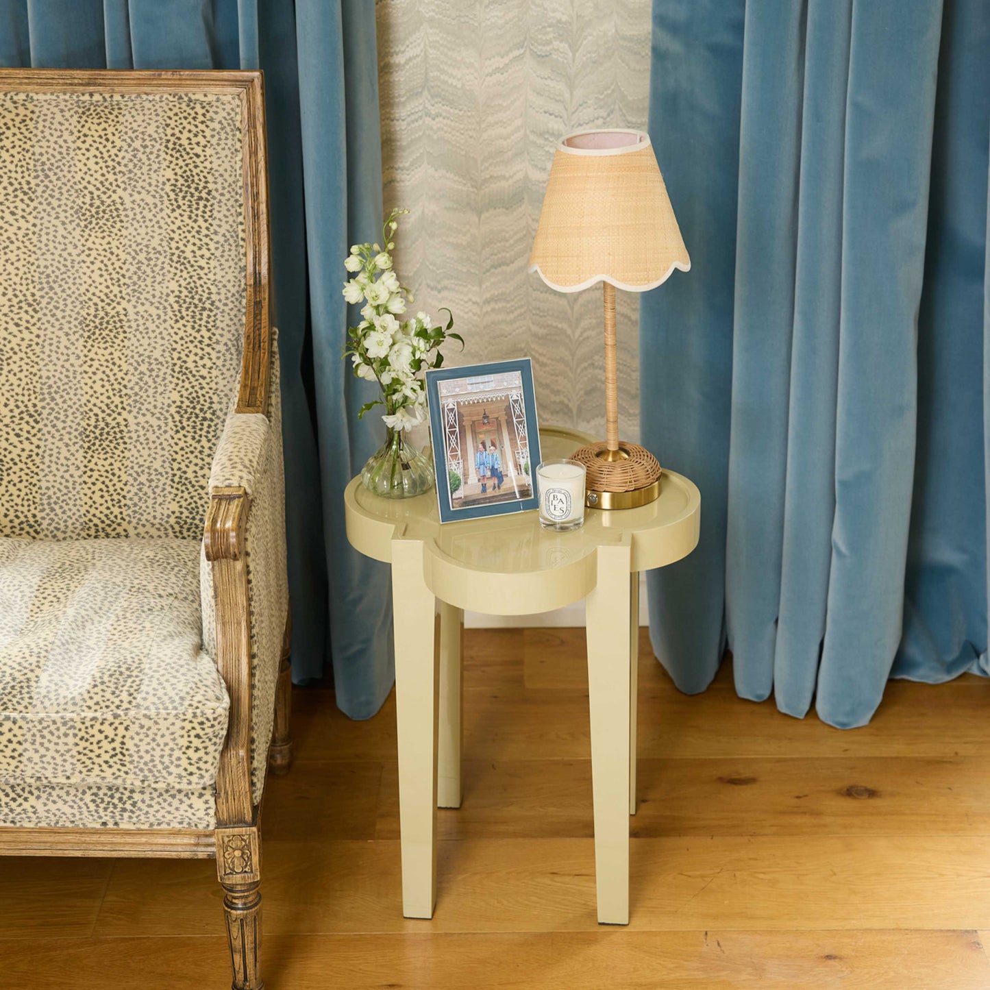Putty Lacquer Quatrefoil Side Table