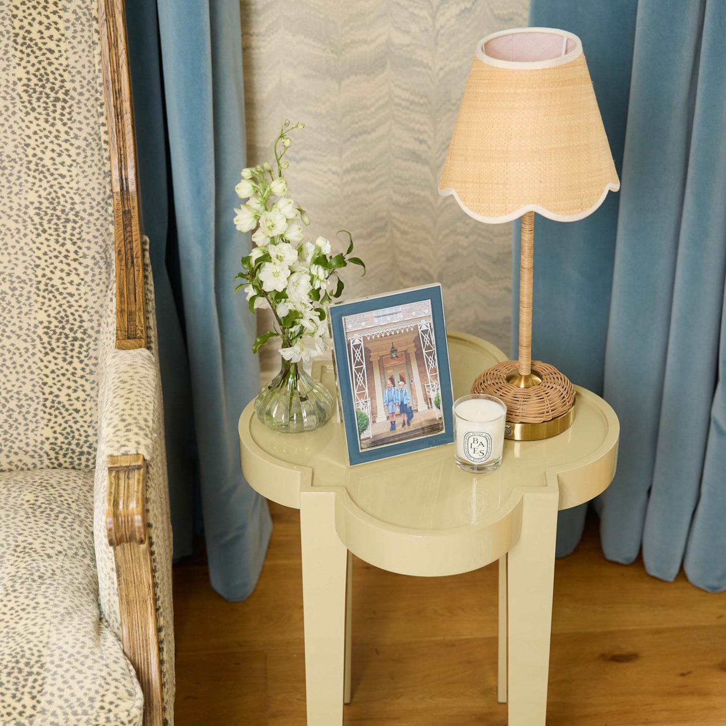Putty Lacquer Quatrefoil Side Table