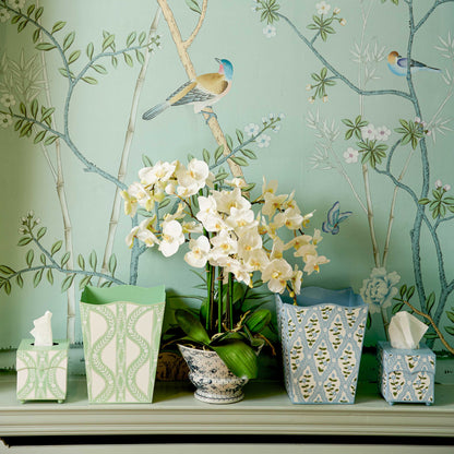 Blue Floral Trellis Tissue Box