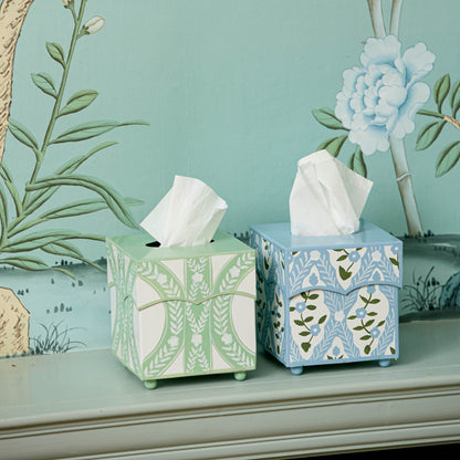 Blue Floral Trellis Tissue Box