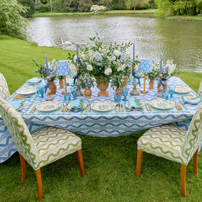 Blue & Green Sophia Waxed Placemats & Napkins (Set of 4)