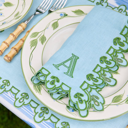 Blue & Green Sophia Waxed Placemats & Napkins (Set of 4)