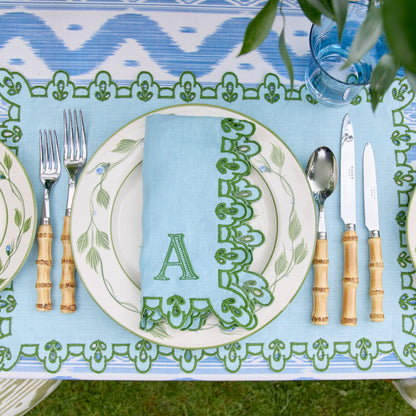 Blue & Green Sophia Waxed Placemats & Napkins (Set of 4)