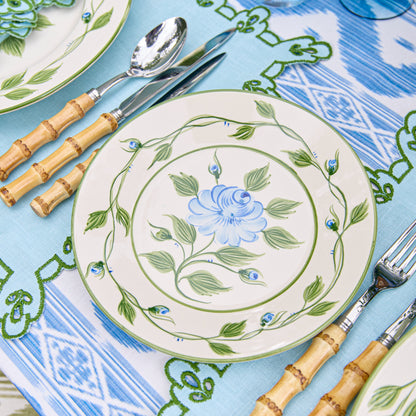 Blue Rose Bud Dinner & Starter Plates (Set of 8)