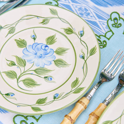 Blue Rose Bud Dinner & Starter Plates (Set of 8)