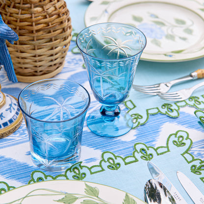 Blue Palm Wine Glasses (Set of 4)