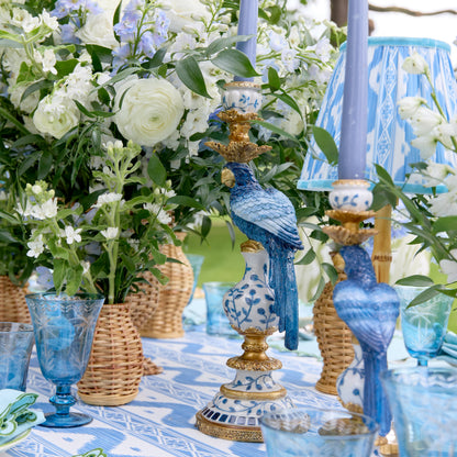 Blue Parrot Candle Holders (Pair)