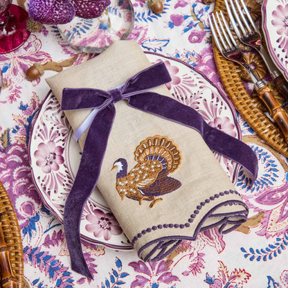Purple Velvet Bows (Set of 4) - 20cm