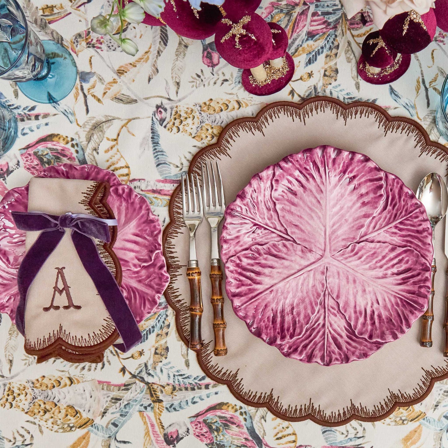 Taupe & Chocolate Isabella Placemats & Napkins (Set of 4)