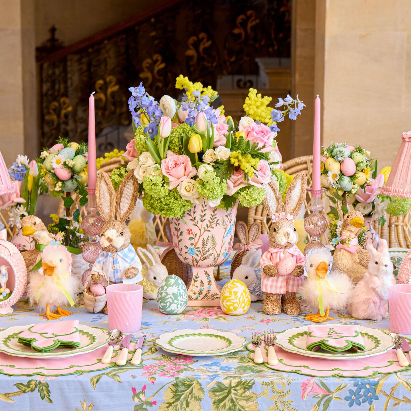 Pink Small Chinoiserie Tole Urn Vase