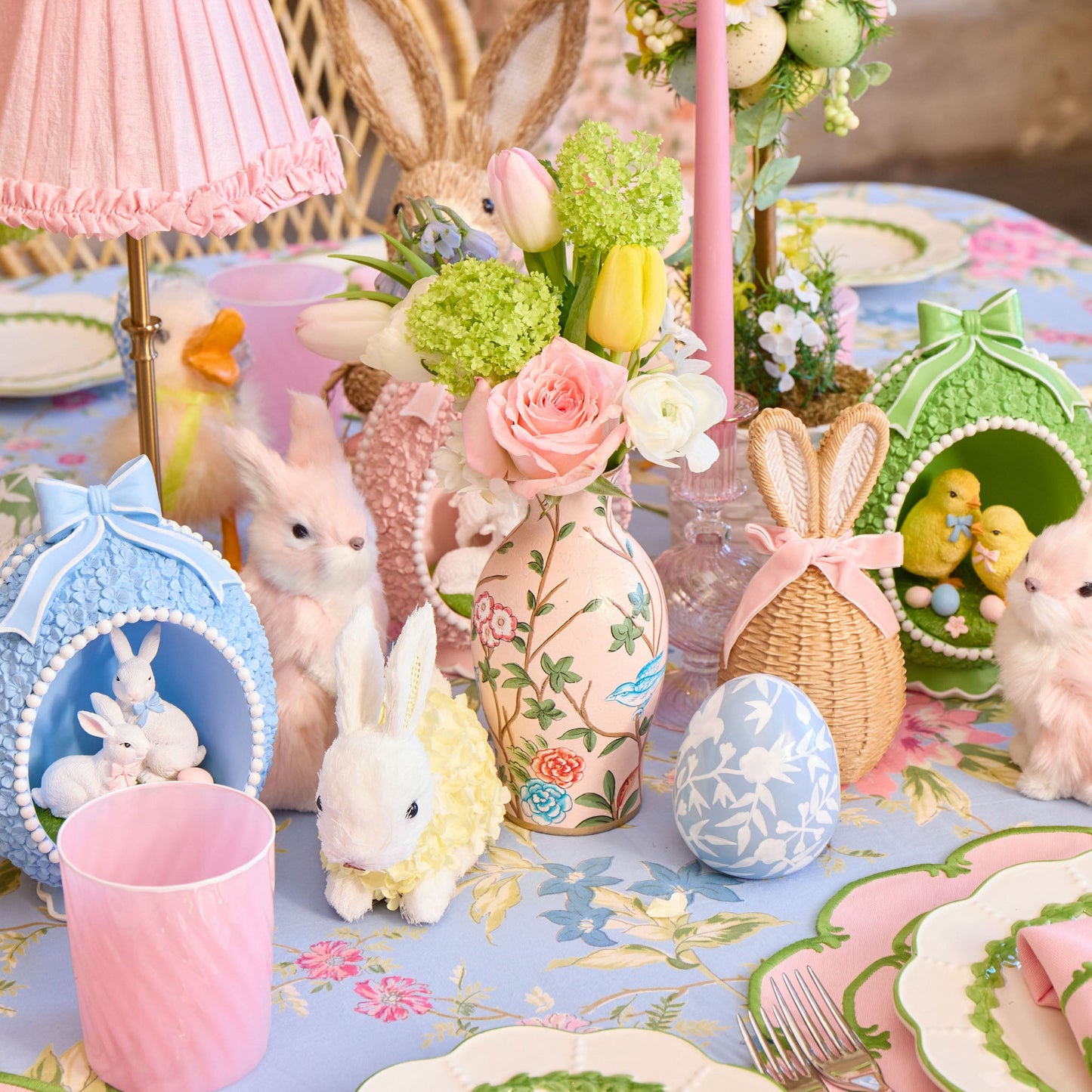 Yellow & Blue Floral Bunnies (Set of 4)