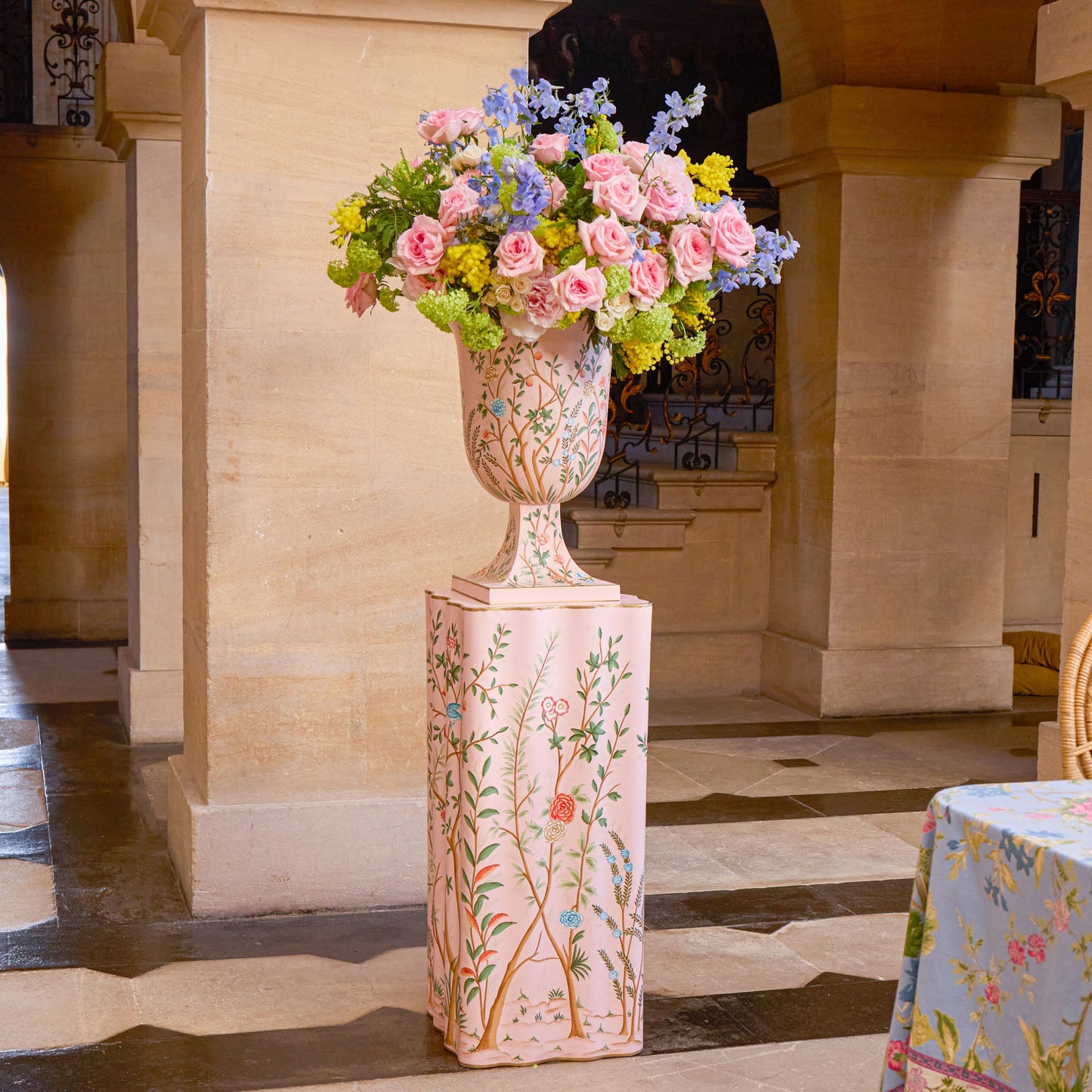 Pink Chinoiserie Tole Urn