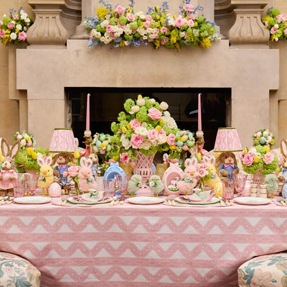 Pink & Green Eloise Linen Placemats & Bunnies in Basket Napkins (Set of 4)