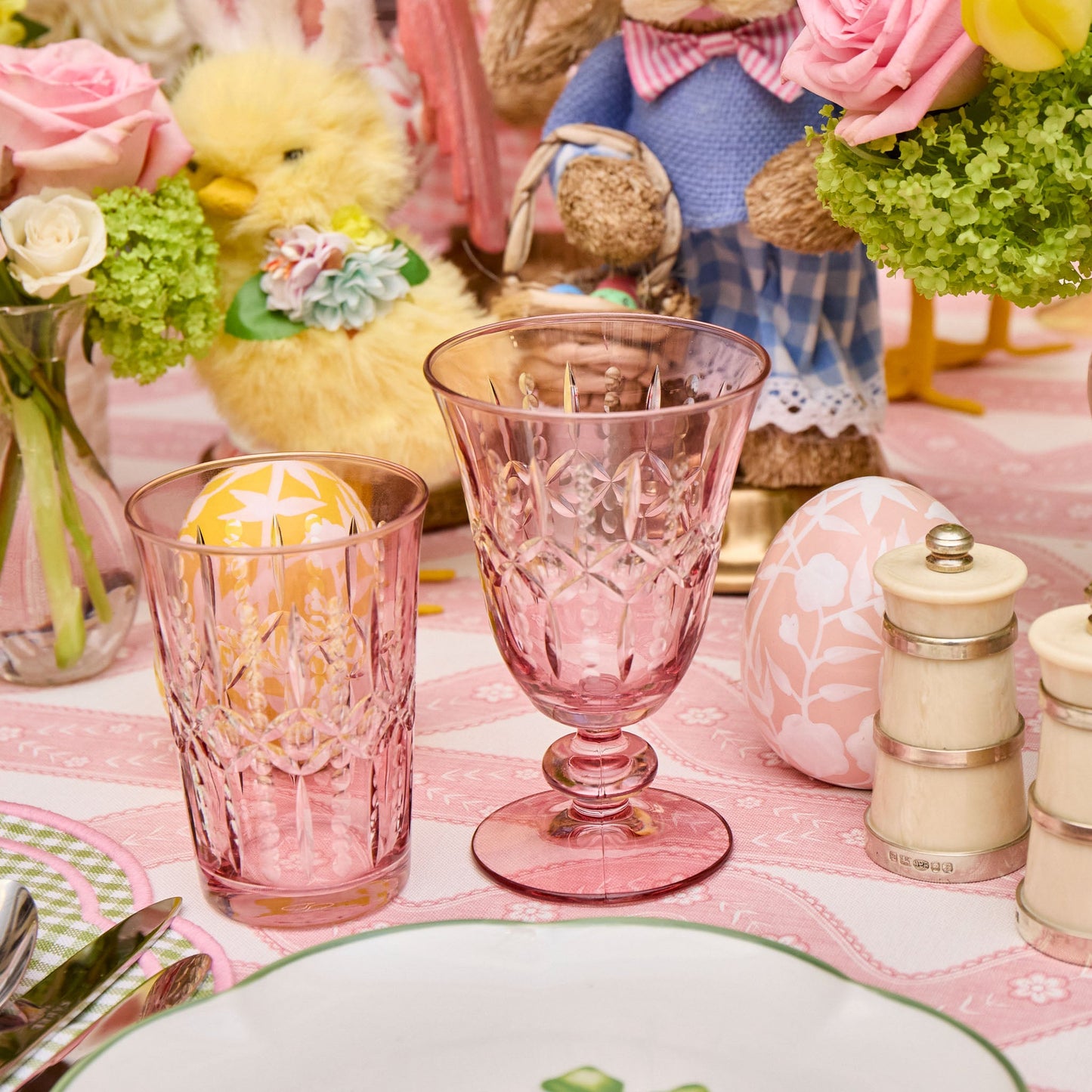 Pink Chloe Engraved Water Glasses (Set of 4)