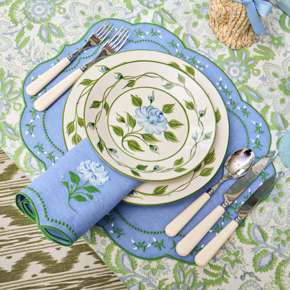 Blue Rose Bud Dinner Plates (Set of 4)