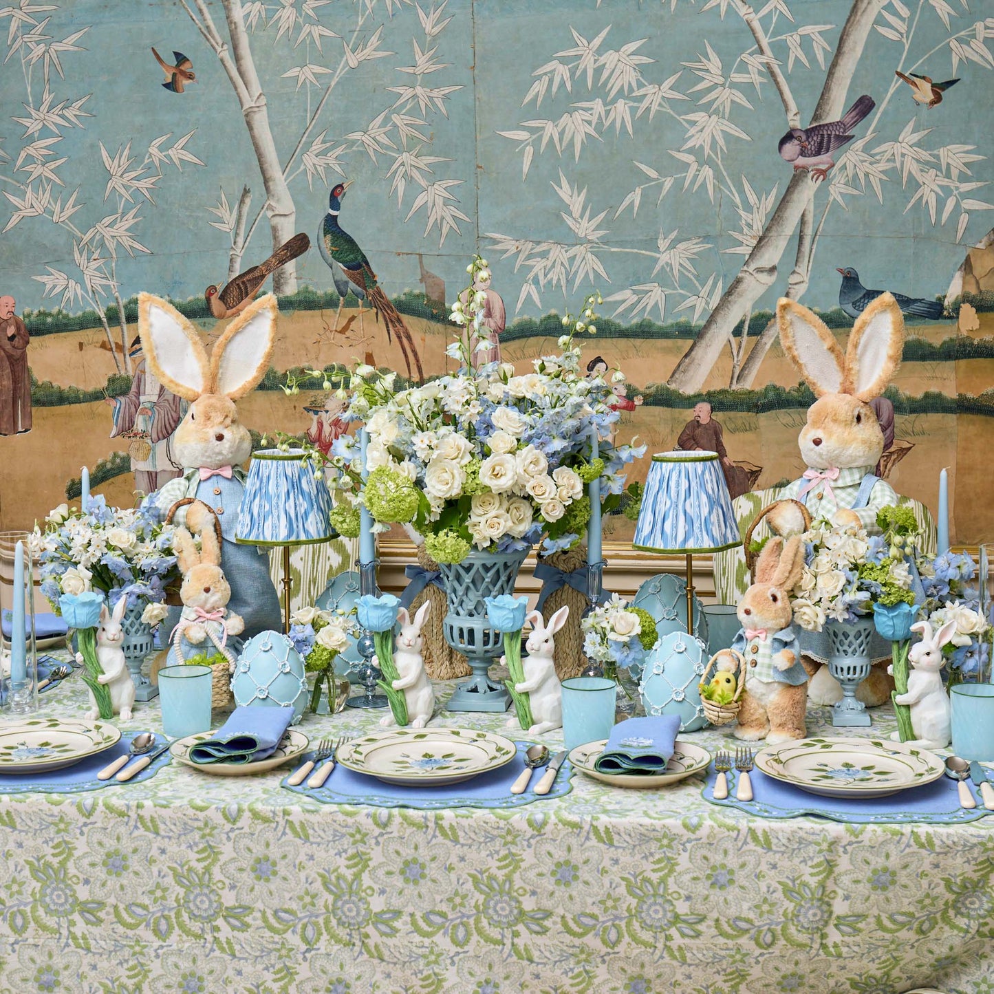 Large Mr. & Mrs. Rabbit in Blue (Pair)