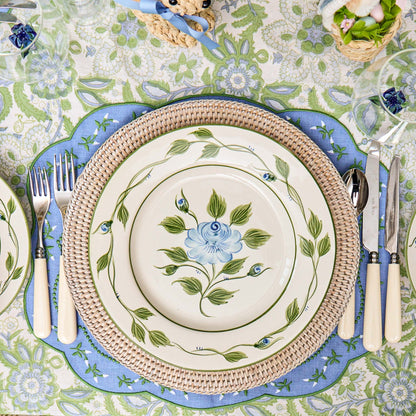 Blue Rose Bud Dinner & Starter Plates (Set of 8)