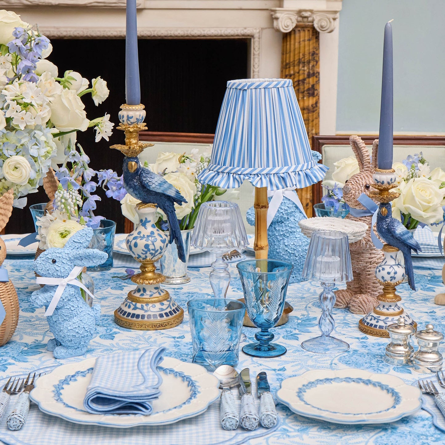 Blue Striped Ruffle Lampshade (18cm)
