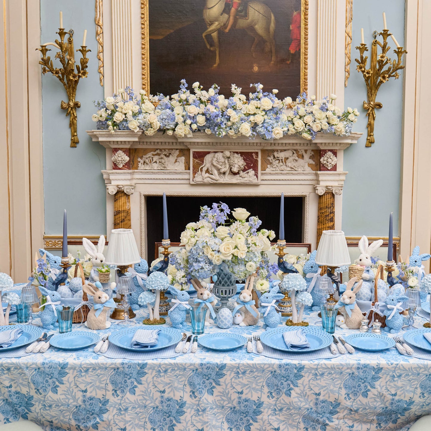 Blue Parrot Candle Holders (Pair)