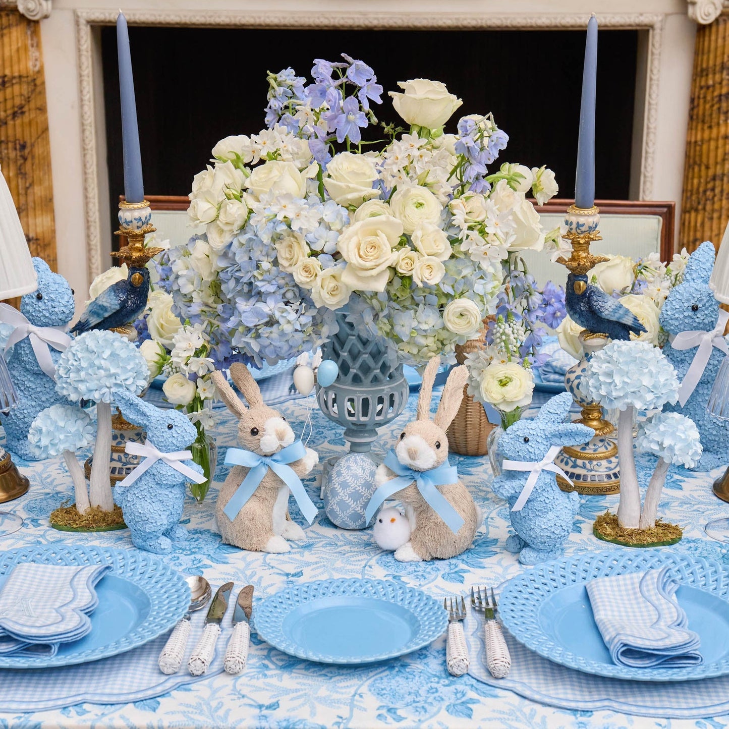 Blue Parrot Candle Holders (Pair)