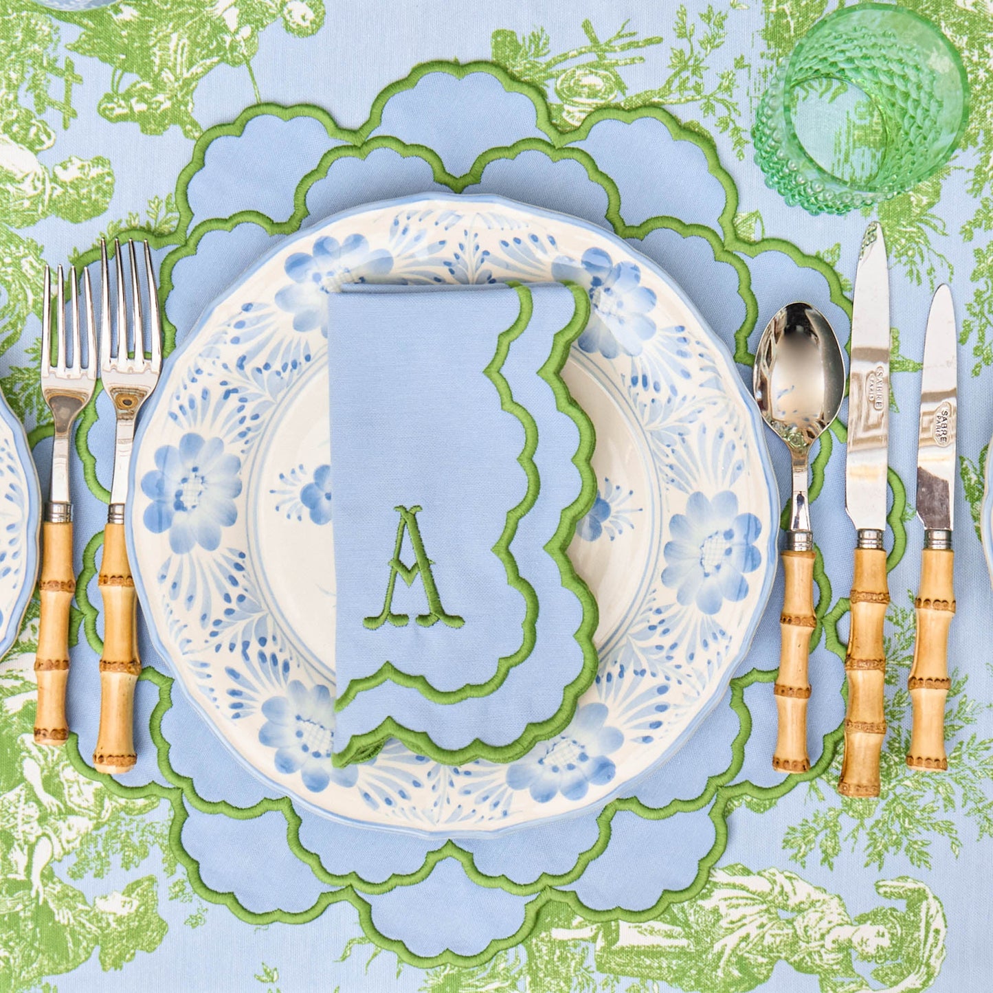 Blue & Green Lily Napkins (Set of 4)