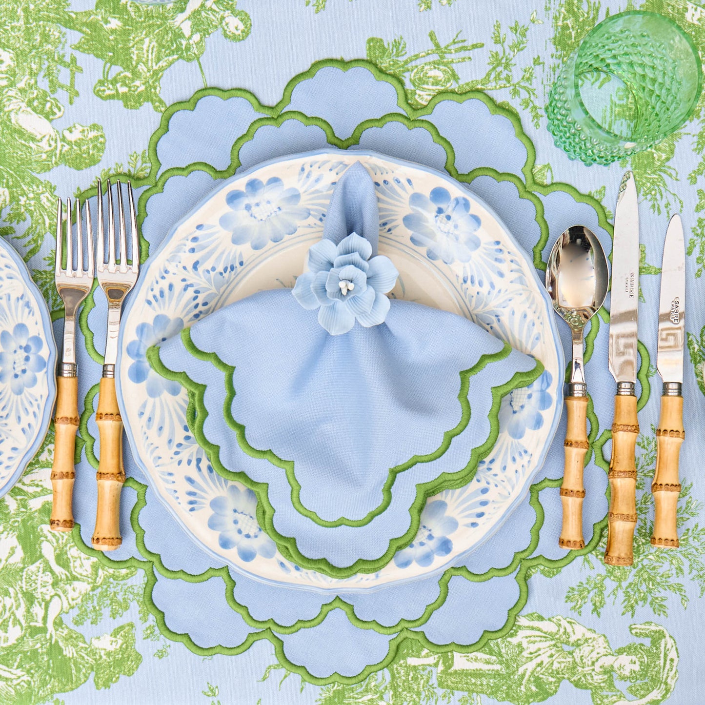 Blue & Green Lily Napkins (Set of 4)