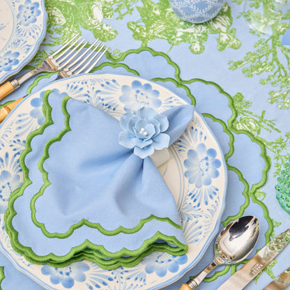 Soft Blue Fiore Napkin Rings (Set of 4)