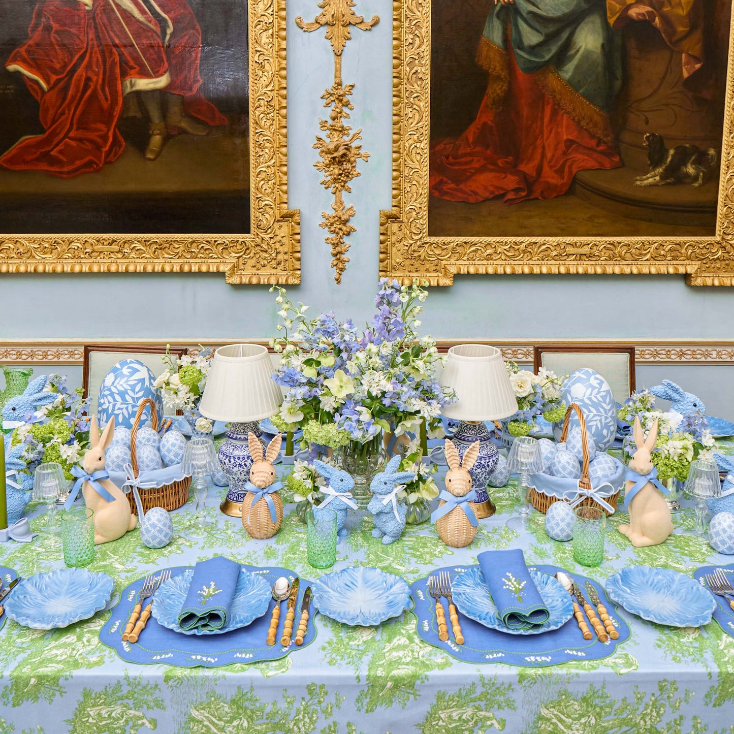 Blue Lily of the Valley Linen Placemats & Napkins (Set of 4)
