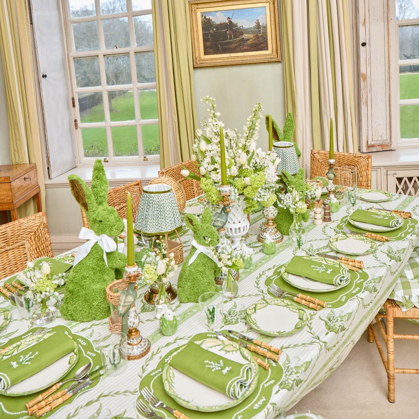 Green Lily of the Valley Eloise Linen Placemats (Set of 4)