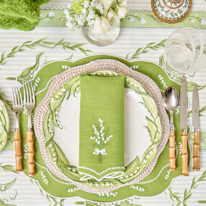 Green Lily of the Valley Eloise Linen Placemats (Set of 4)