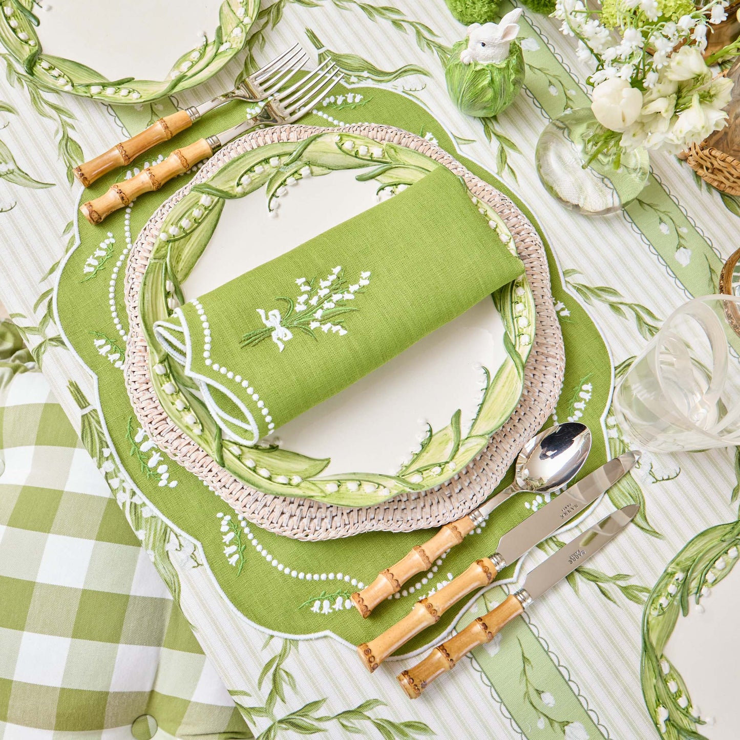 Green Lily of the Valley Eloise Linen Placemats (Set of 4)