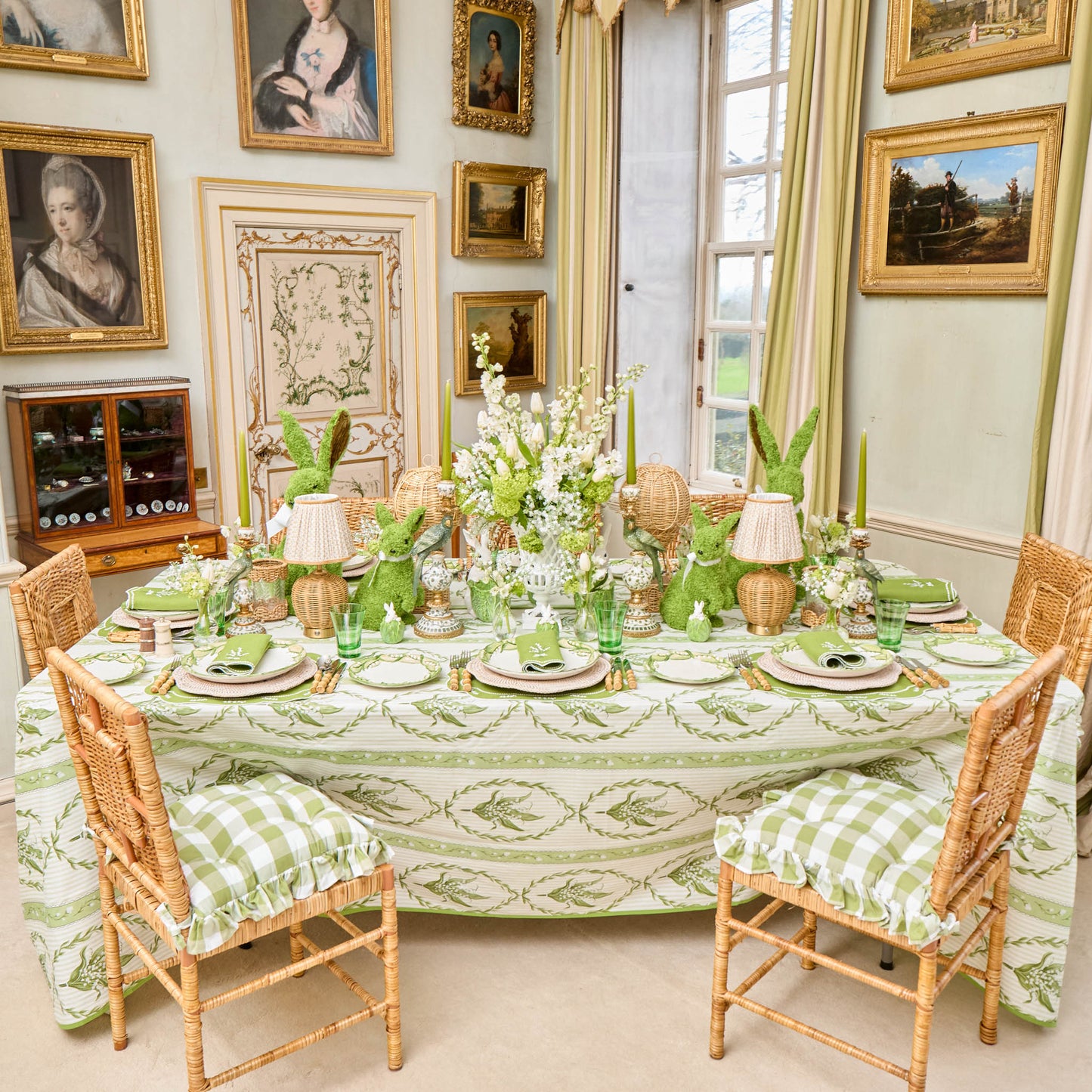 Green Lily of the Valley Eloise Linen Placemats (Set of 4)