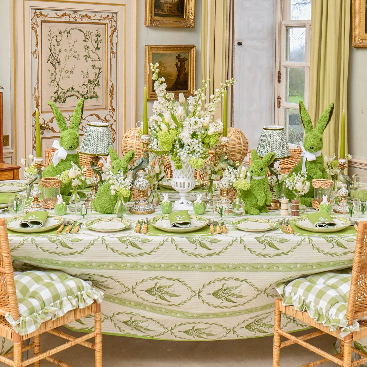 Olive Green Parrot Candle Holder Set