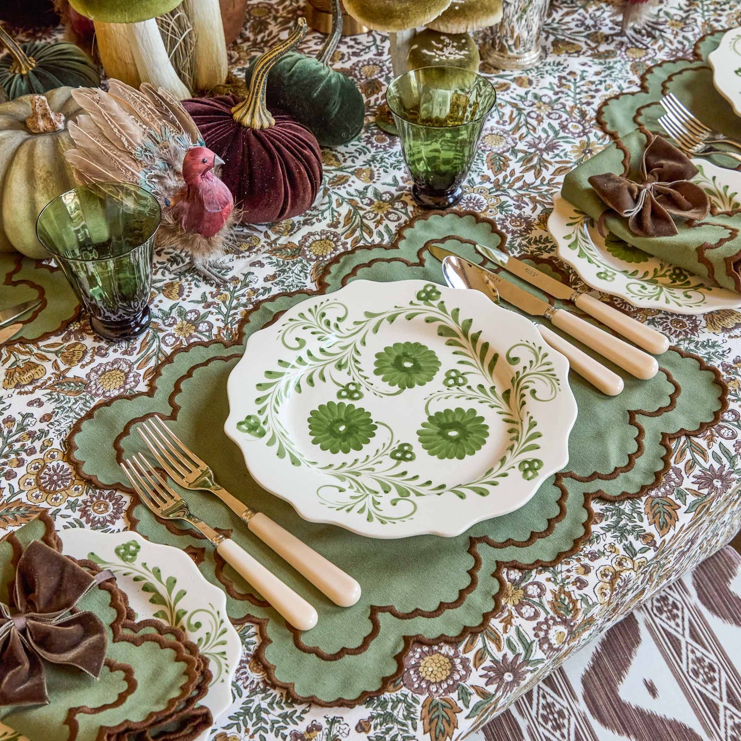 Green & Brown Charlotte Placemats (Set of 4)