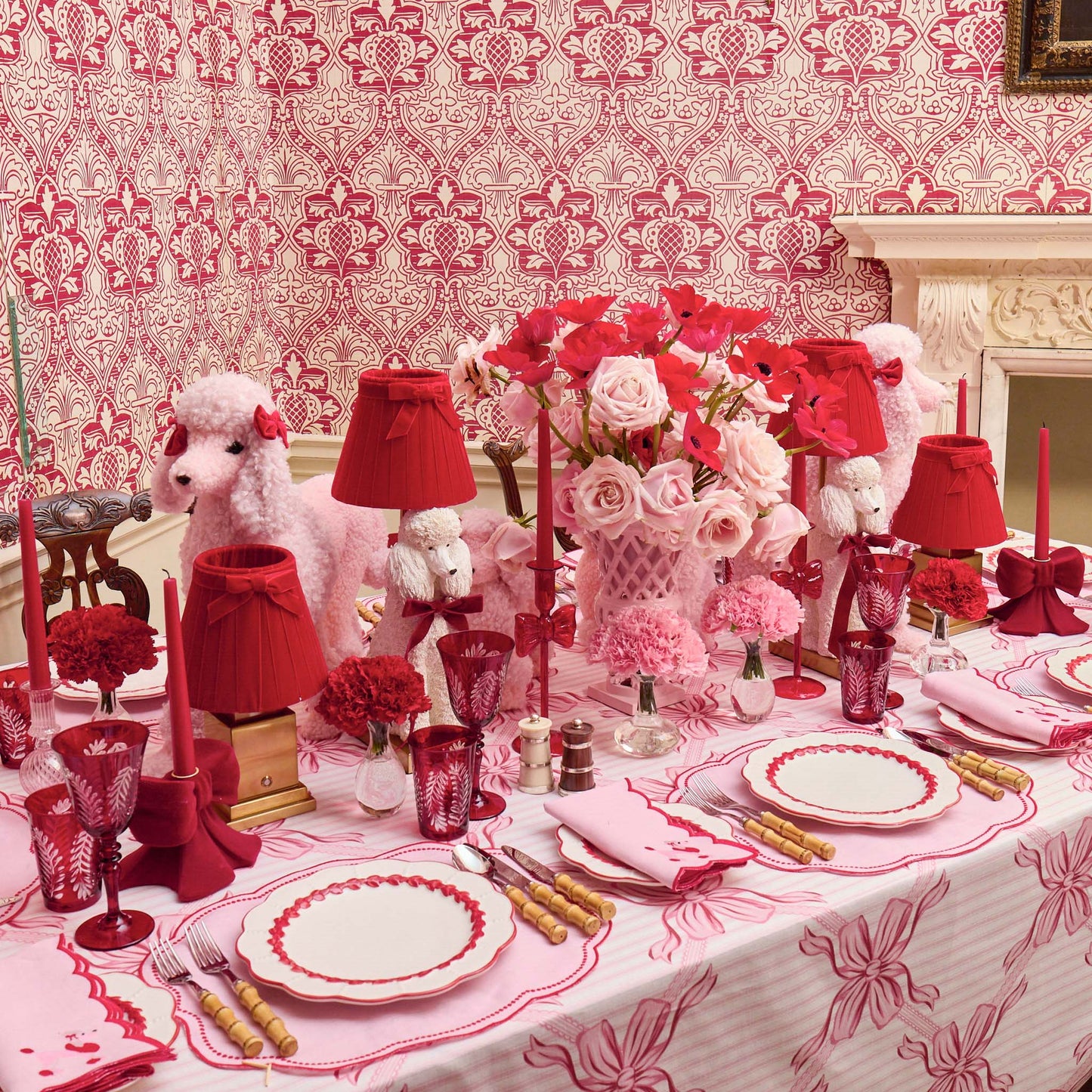 Pink & Red Eloise Linen Placemats (Set of 4)