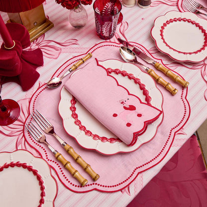 Pink & Red Fifi Poodle Linen Napkins (Set of 4)