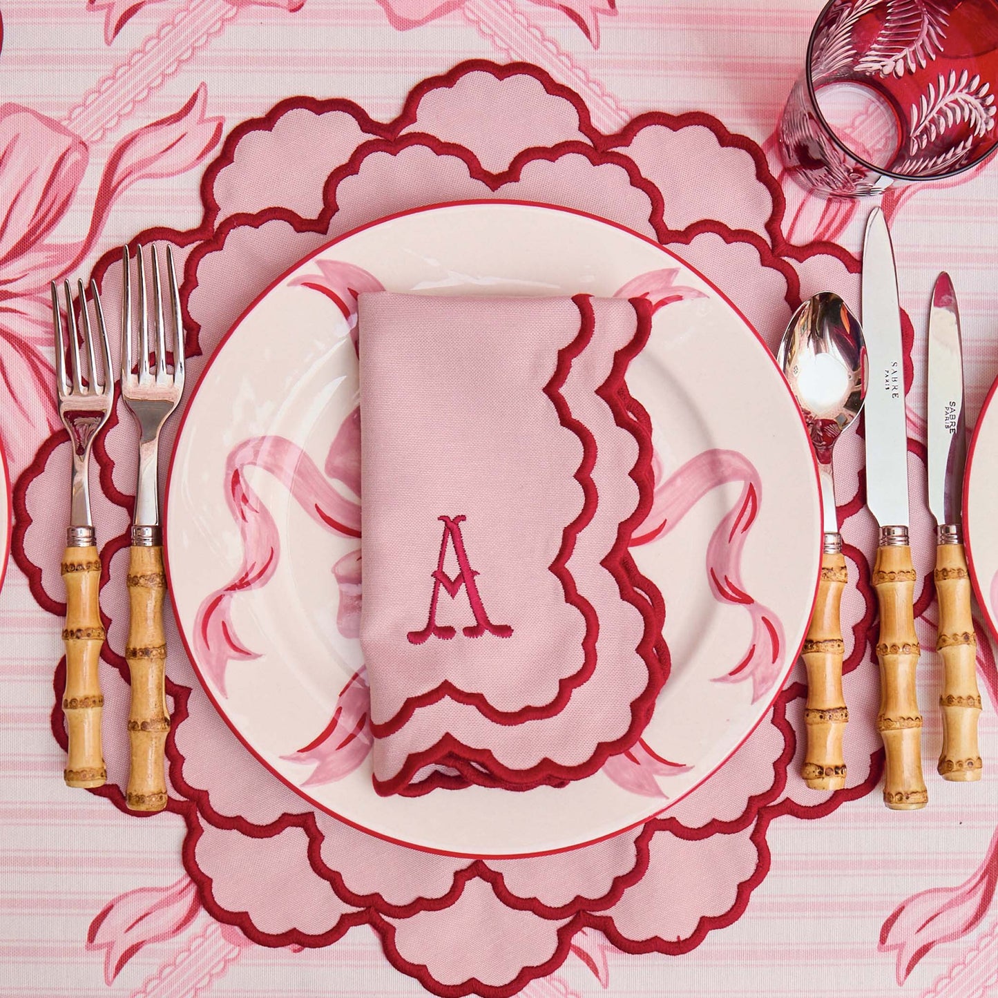 Pink & Red Lily Napkins (Set of 4)