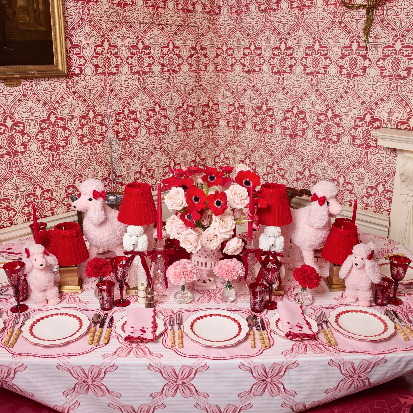 Pink & Red Eloise Linen Placemats (Set of 4)